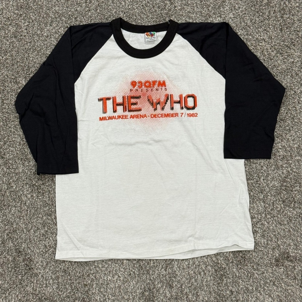 Vintage 1982 The Who Milwaukee Arena Concert Raglan Shirt Mens XL Vogel 80s Rock